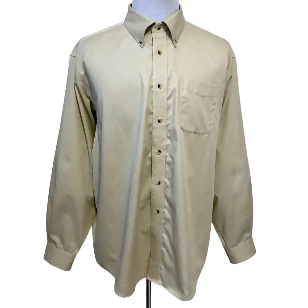 L.L. Bean Beige Button Down Shirt Men XL Reg